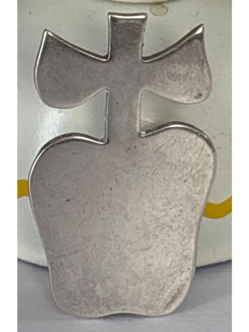 Vintage 1960's Modernist Sterling Silver Apple/Cross Brooch Pin | Artisan Signed